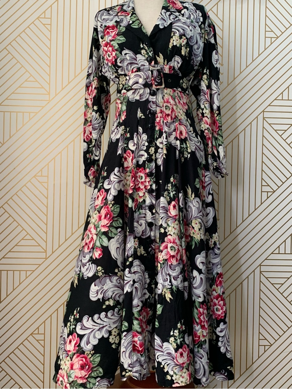 Karen Alexander Midi Dress Floral Cottagecore Prairie cottage core Vtg vintage
